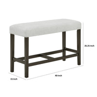 Risa Counter Height Bench, Gray Polyester Memory Foam Seat, Brown 40 Inch - BM351753