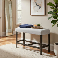 Risa Counter Height Bench, Gray Polyester Memory Foam Seat, Brown 40 Inch - BM351753