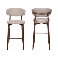 Riom Bar Height Chair Set of 2, Ivory Toast Seat, Walnut Brown Metal - BM351754