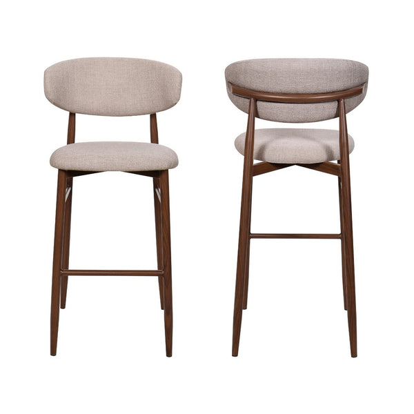 Riom Bar Height Chair Set of 2, Ivory Toast Seat, Walnut Brown Metal - BM351754
