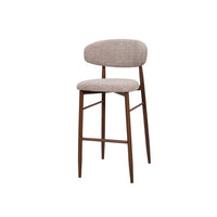 Riom Bar Height Chair Set of 2, Ivory Toast Seat, Walnut Brown Metal - BM351754