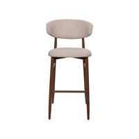 Riom Bar Height Chair Set of 2, Ivory Toast Seat, Walnut Brown Metal - BM351754