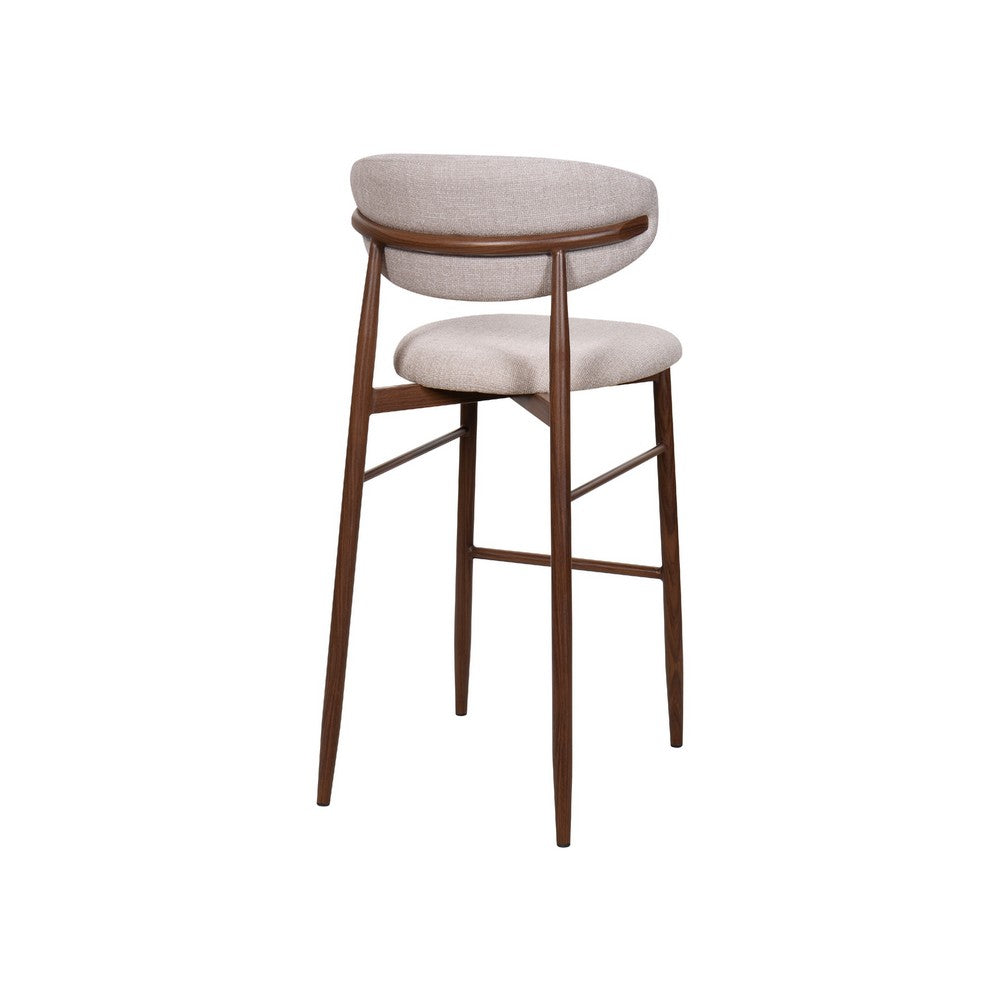 Riom Bar Height Chair Set of 2, Ivory Toast Seat, Walnut Brown Metal - BM351754