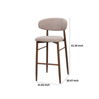 Riom Bar Height Chair Set of 2, Ivory Toast Seat, Walnut Brown Metal - BM351754