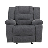 Reno Power Glider Recliner Chair with Heat and Massage, Dark Gray Polyester - BM351757