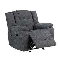 Reno Power Glider Recliner Chair with Heat and Massage, Dark Gray Polyester - BM351757