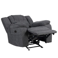 Reno Power Glider Recliner Chair with Heat and Massage, Dark Gray Polyester - BM351757