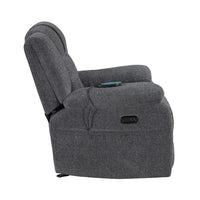 Reno Power Glider Recliner Chair with Heat and Massage, Dark Gray Polyester - BM351757