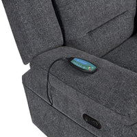 Reno Power Glider Recliner Chair with Heat and Massage, Dark Gray Polyester - BM351757