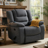 Reno Power Glider Recliner Chair with Heat and Massage, Dark Gray Polyester - BM351757