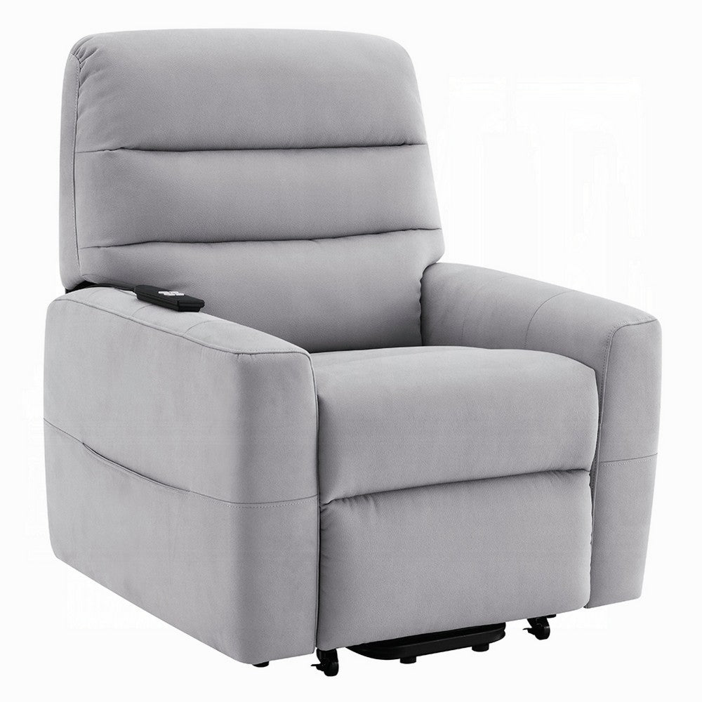 Ima Power Motion Glider Recliner, Wide Tufted Light Gray Faux Leather - BM351796