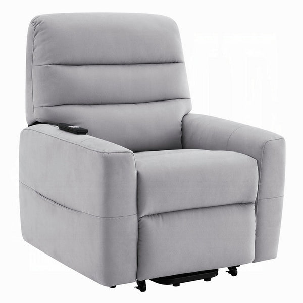 Ima Power Motion Glider Recliner, Wide Tufted Light Gray Faux Leather - BM351796