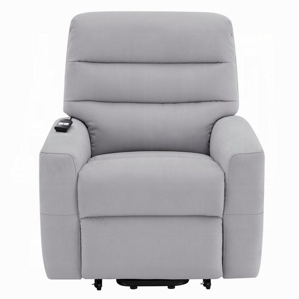 Ima Power Motion Glider Recliner, Wide Tufted Light Gray Faux Leather - BM351796