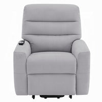 Ima Power Motion Glider Recliner, Wide Tufted Light Gray Faux Leather - BM351796