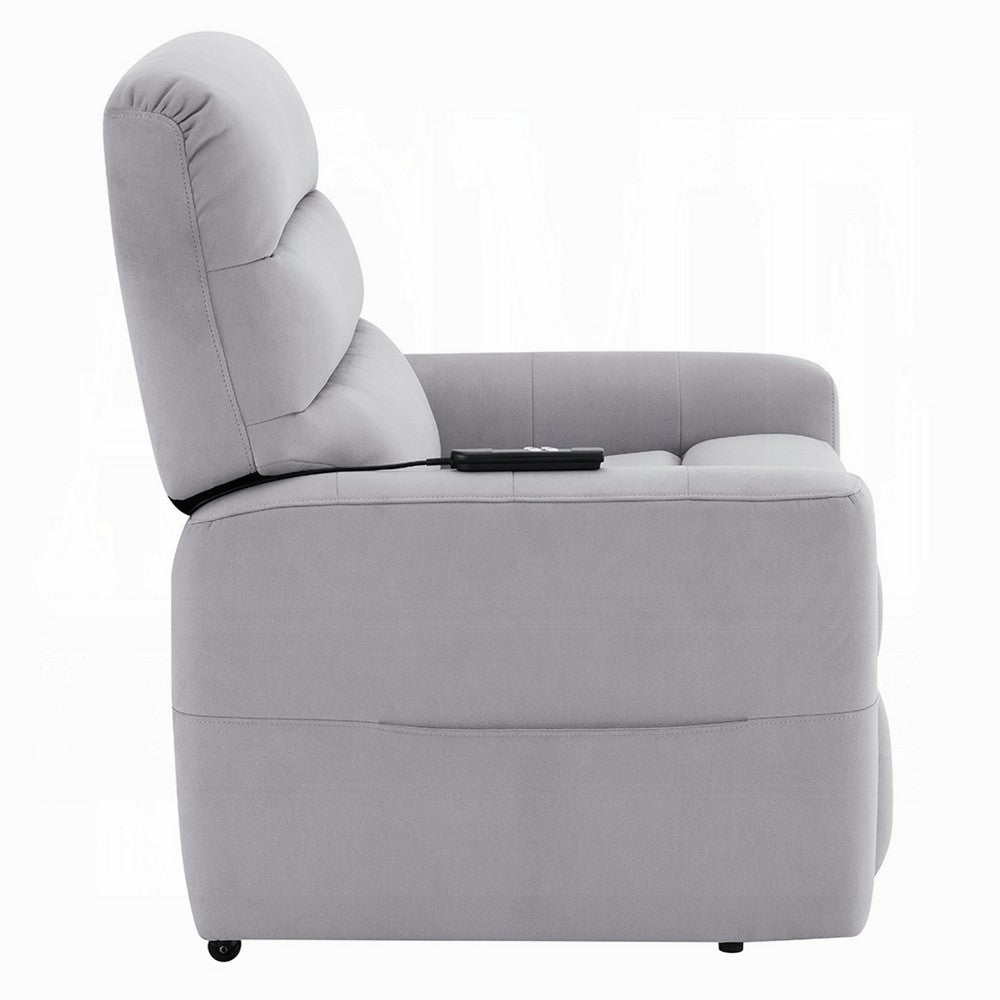 Ima Power Motion Glider Recliner, Wide Tufted Light Gray Faux Leather - BM351796