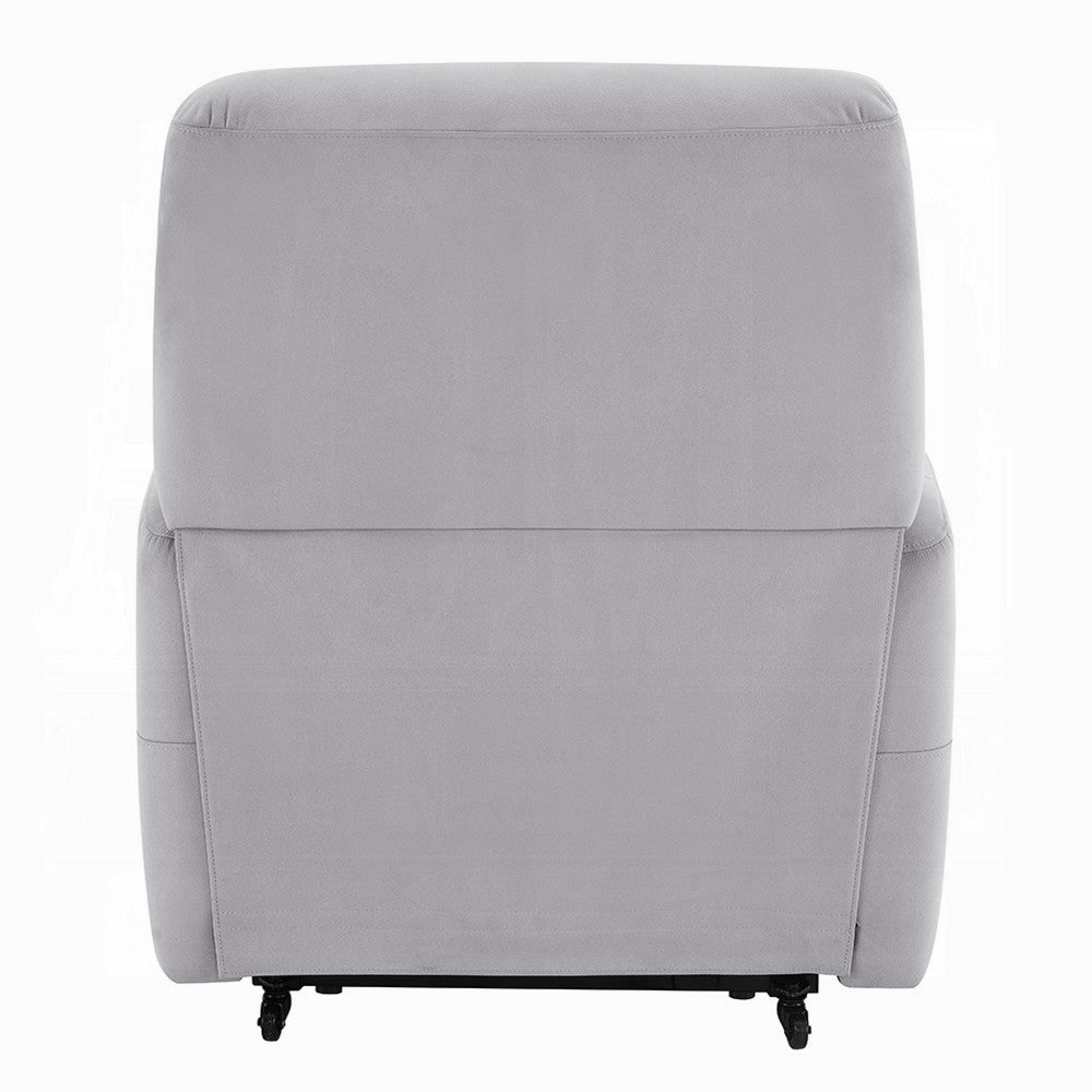Ima Power Motion Glider Recliner, Wide Tufted Light Gray Faux Leather - BM351796