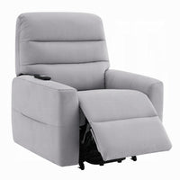 Ima Power Motion Glider Recliner, Wide Tufted Light Gray Faux Leather - BM351796