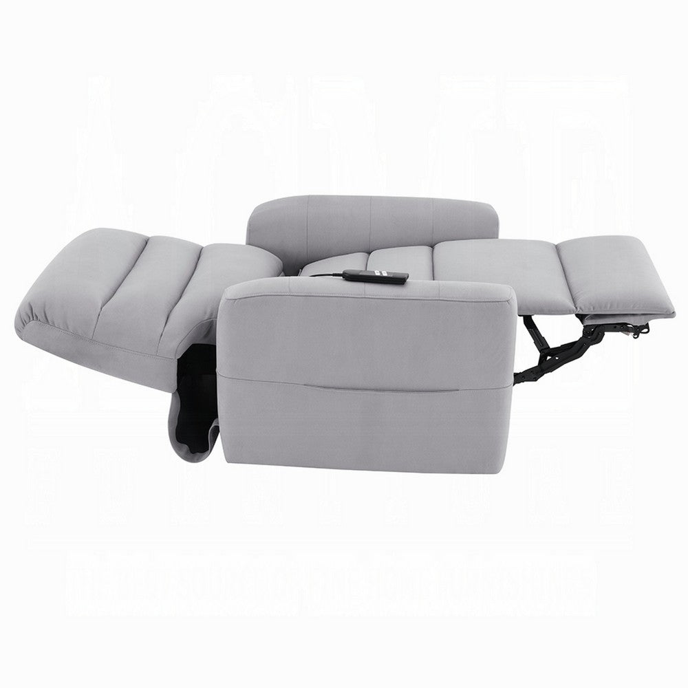 Ima Power Motion Glider Recliner, Wide Tufted Light Gray Faux Leather - BM351796