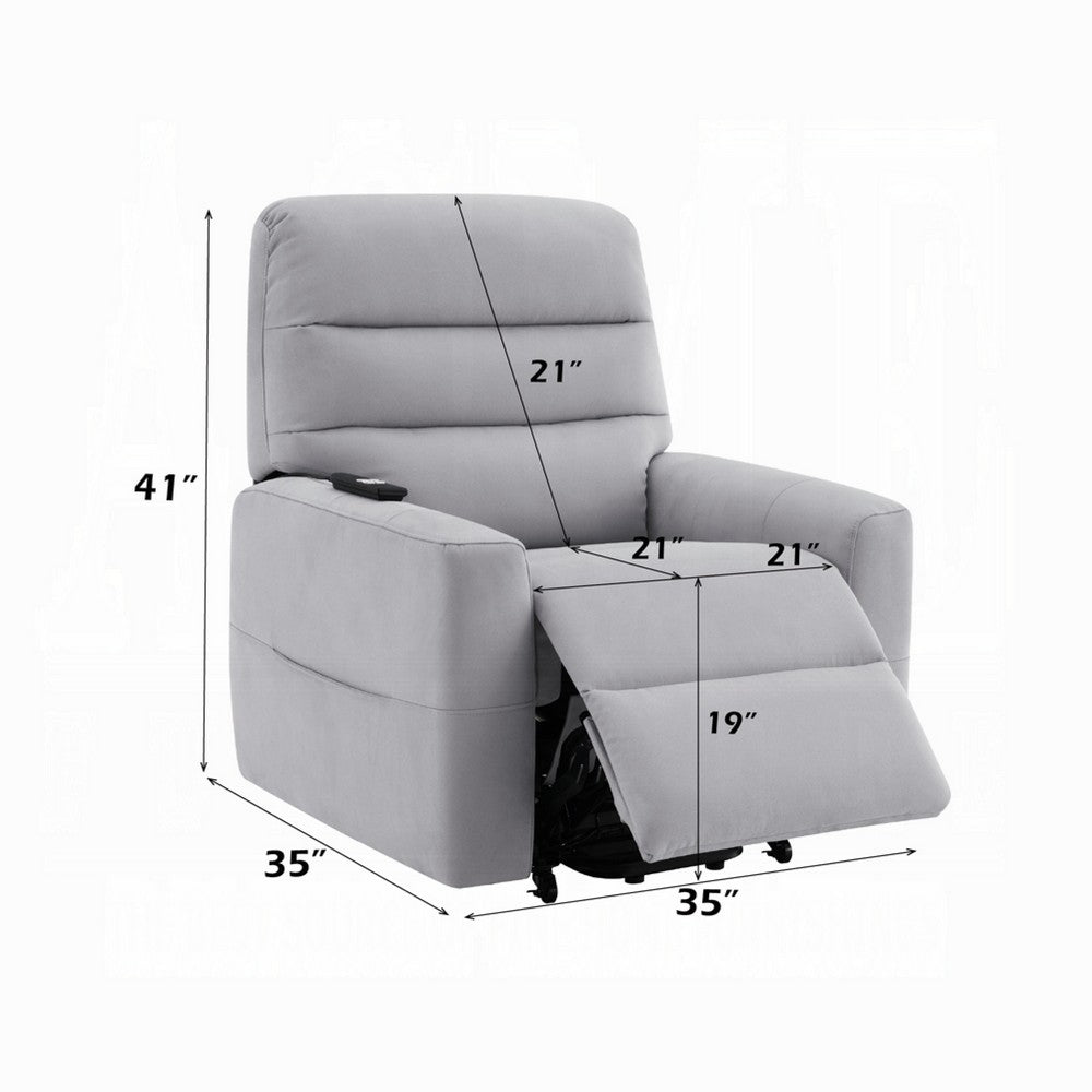 Ima Power Motion Glider Recliner, Wide Tufted Light Gray Faux Leather - BM351796