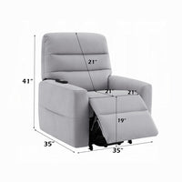 Ima Power Motion Glider Recliner, Wide Tufted Light Gray Faux Leather - BM351796