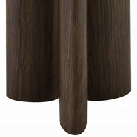 Sima Side End Table, 22 Inch White Marble Top with 3 Leg, Brown Wood - BM351800
