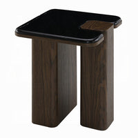 Pima Side End Table, 16 Inch Black Marble Top, Dark Walnut Brown Base - BM351801
