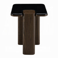 Pima Side End Table, 16 Inch Black Marble Top, Dark Walnut Brown Base - BM351801
