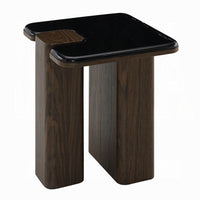 Pima Side End Table, 16 Inch Black Marble Top, Dark Walnut Brown Base - BM351801