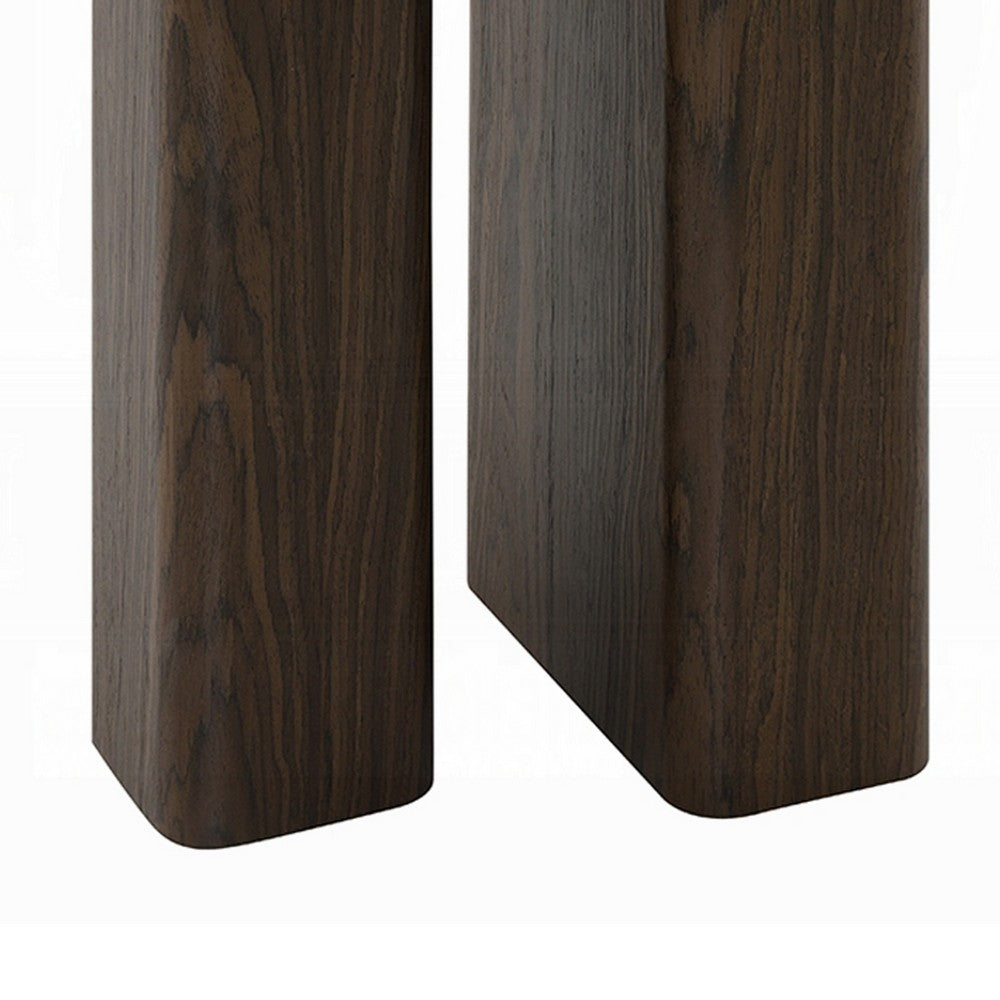 Pima Side End Table, 16 Inch Black Marble Top, Dark Walnut Brown Base - BM351801