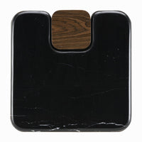 Pima Side End Table, 16 Inch Black Marble Top, Dark Walnut Brown Base - BM351801