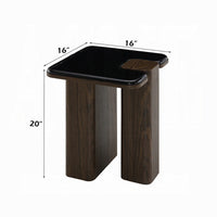 Pima Side End Table, 16 Inch Black Marble Top, Dark Walnut Brown Base - BM351801