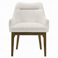 Pery Dining Side Chair Set of 2, White Chenille, Angled Oak Brown Legs - BM351802