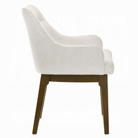 Pery Dining Side Chair Set of 2, White Chenille, Angled Oak Brown Legs - BM351802