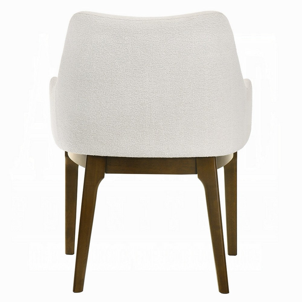 Pery Dining Side Chair Set of 2, White Chenille, Angled Oak Brown Legs - BM351802
