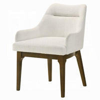 Pery Dining Side Chair Set of 2, White Chenille, Angled Oak Brown Legs - BM351802