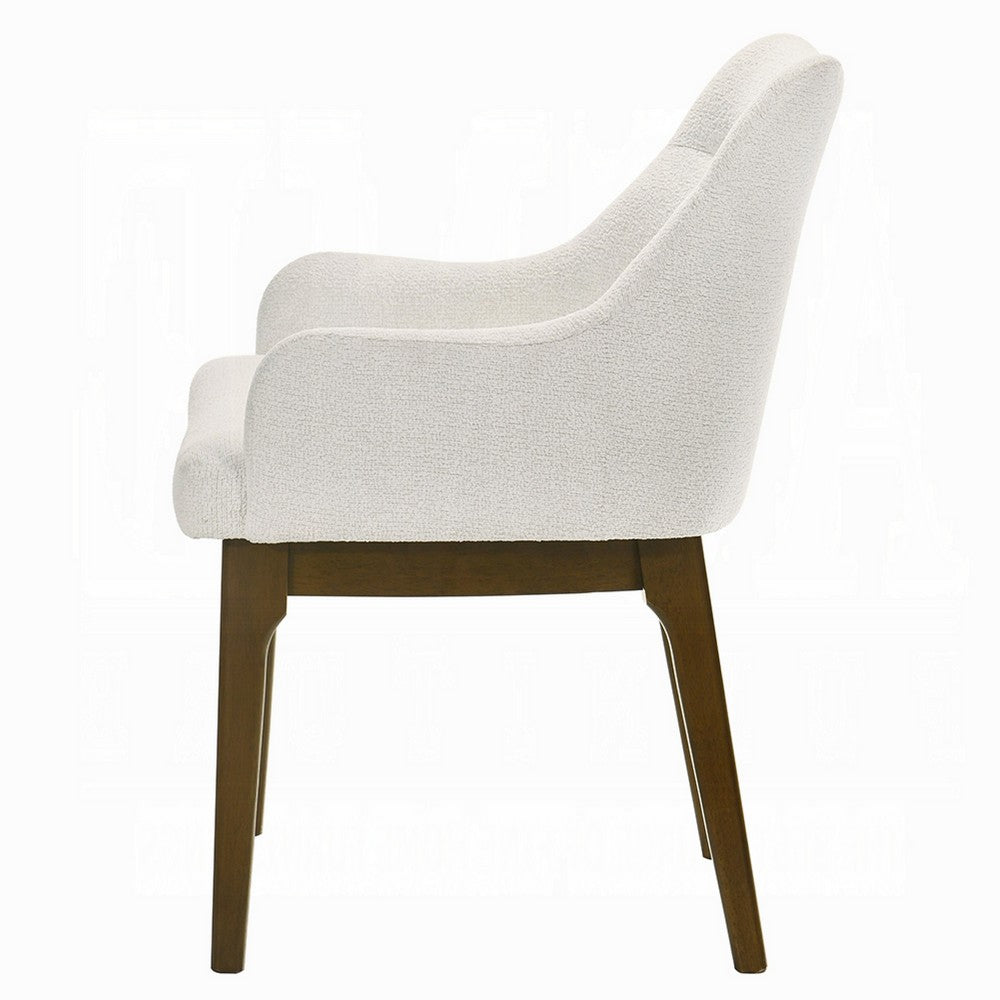 Pery Dining Side Chair Set of 2, White Chenille, Angled Oak Brown Legs - BM351802