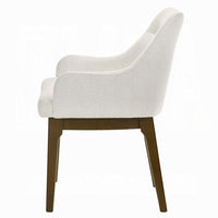 Pery Dining Side Chair Set of 2, White Chenille, Angled Oak Brown Legs - BM351802