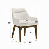 Pery Dining Side Chair Set of 2, White Chenille, Angled Oak Brown Legs - BM351802
