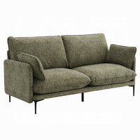 Dima Sofa with 2 Pillows, Green Chenille Upholstered Cushions, 75 Inch - BM351803