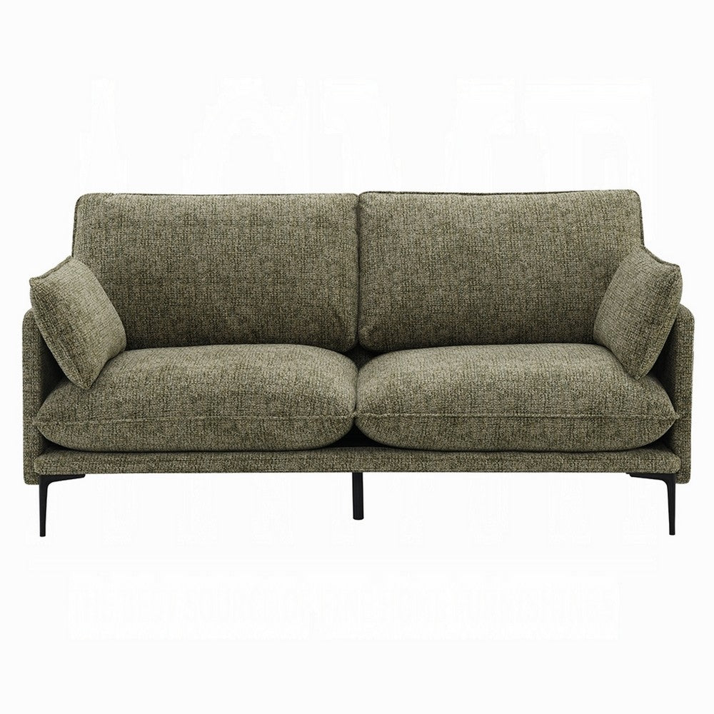 Dima Sofa with 2 Pillows, Green Chenille Upholstered Cushions, 75 Inch - BM351803