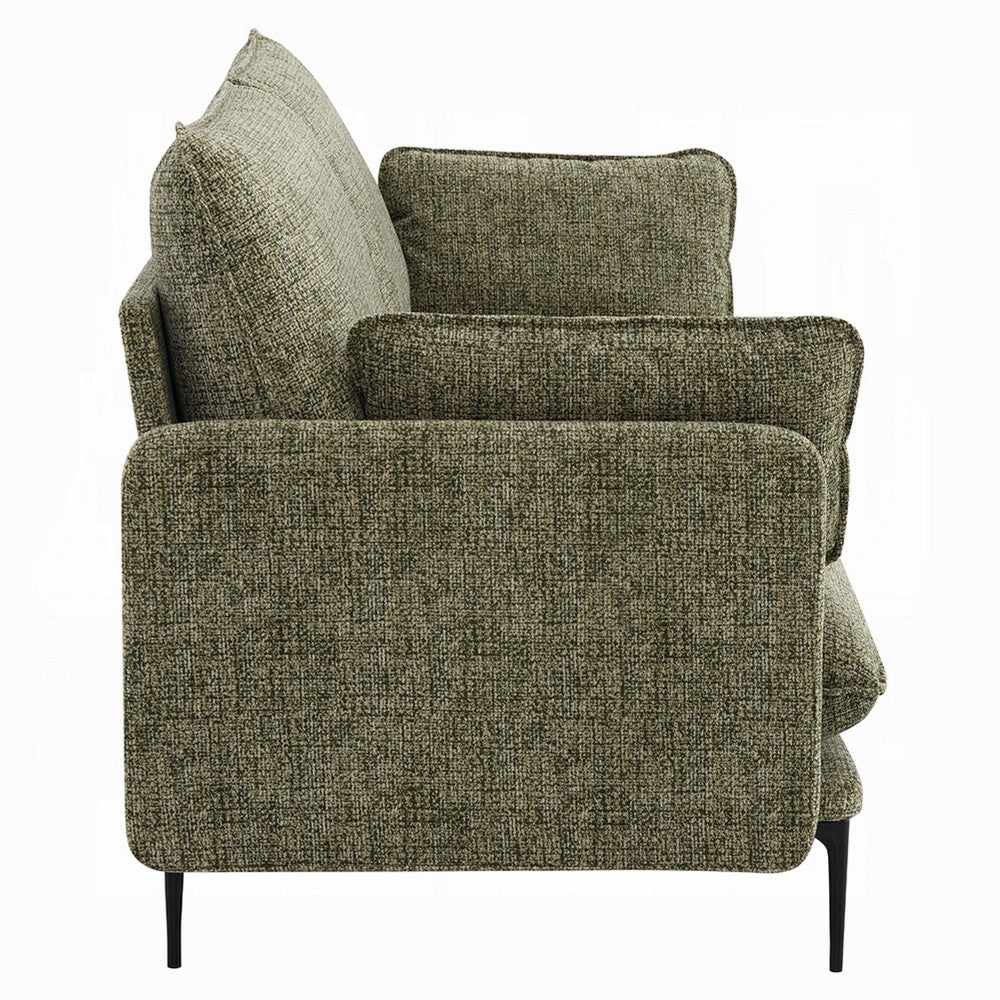 Dima Sofa with 2 Pillows, Green Chenille Upholstered Cushions, 75 Inch - BM351803