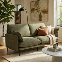 Dima Sofa with 2 Pillows, Green Chenille Upholstered Cushions, 75 Inch - BM351803
