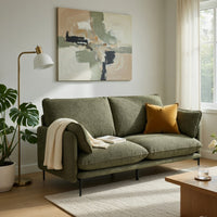Dima Sofa with 2 Pillows, Green Chenille Upholstered Cushions, 75 Inch - BM351803