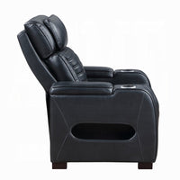 Pera Power Glider Recliner Chair with LED, USB Console, Black Faux Leather - BM351804