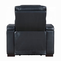 Pera Power Glider Recliner Chair with LED, USB Console, Black Faux Leather - BM351804