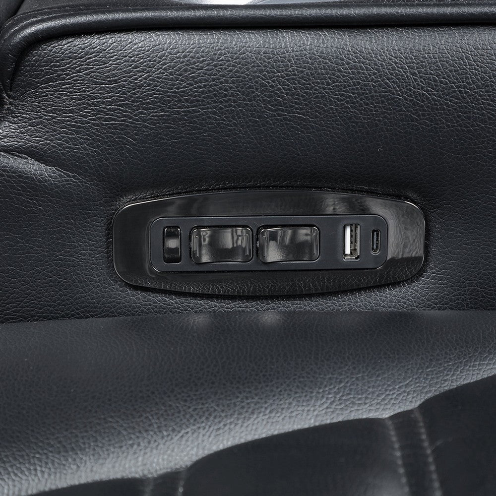 Pera Power Glider Recliner Chair with LED, USB Console, Black Faux Leather - BM351804