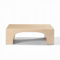 Pia Coffee Table, 48 Inch Scandi Travertine Top, Natural Brown Arch Base - BM351805
