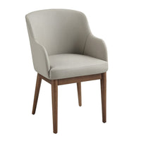 Hima Dining Side Chair Set of 2, Gray Faux Leather, Walnut Brown Wood - BM351806