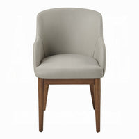 Hima Dining Side Chair Set of 2, Gray Faux Leather, Walnut Brown Wood - BM351806