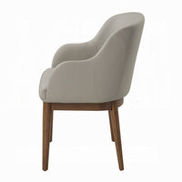 Hima Dining Side Chair Set of 2, Gray Faux Leather, Walnut Brown Wood - BM351806